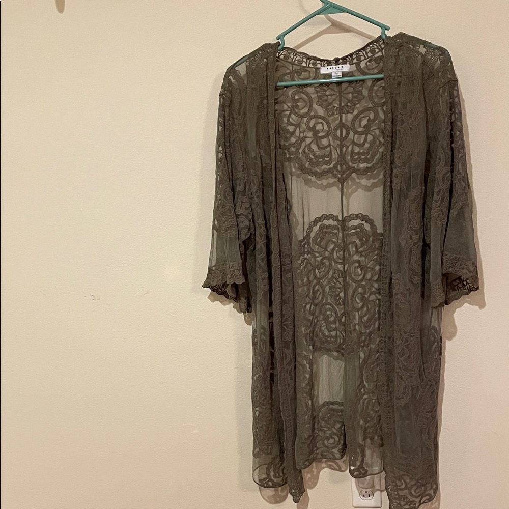 FAVLUX Lace Cardigan in Olive